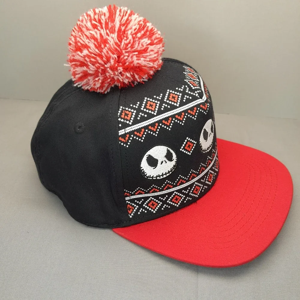 Disney Nightmare Before Christmas Jack Skellington Holiday Pom Snapback Hat